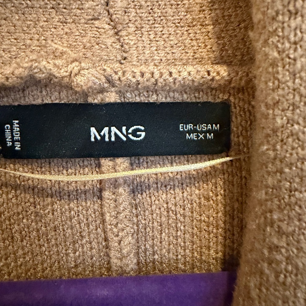 Mango Long Camel Open Front Coatigan Camel Cardigan Sweater Size M NWOT - Picture 7 of 9